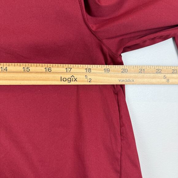Chico's Top Women 0 US 4 Red Long Sleeve Ruffle Neck Tunic Poplin Button NWT - Picture 8 of 9